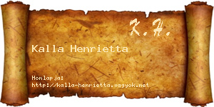 Kalla Henrietta névjegykártya